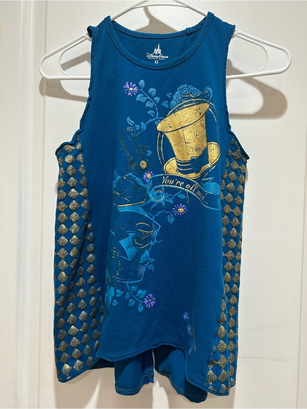 Disney Teal Tank Top with Gold Hat Graphic
